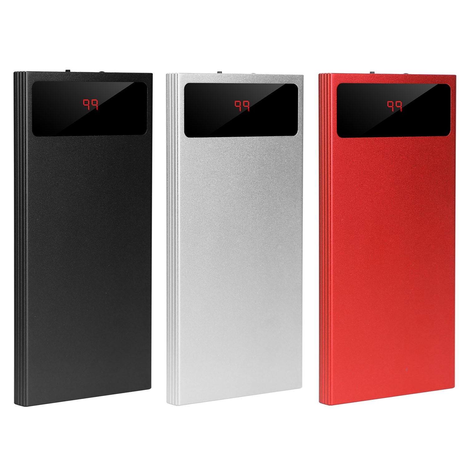20000mAh Power Bank Ultra-thin Phone Charger Dual USB Port Flashlight Battery Remain Display