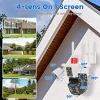 1080P HD 4-Lens Security Camera 360 Degree Night Vision Auto Motion Tracking Audio IP66 Waterproof