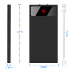 20000mAh Power Bank Ultra-thin Phone Charger Dual USB Port Flashlight Battery Remain Display