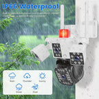 1080P HD 4-Lens Security Camera 360 Degree Night Vision Auto Motion Tracking Audio IP66 Waterproof