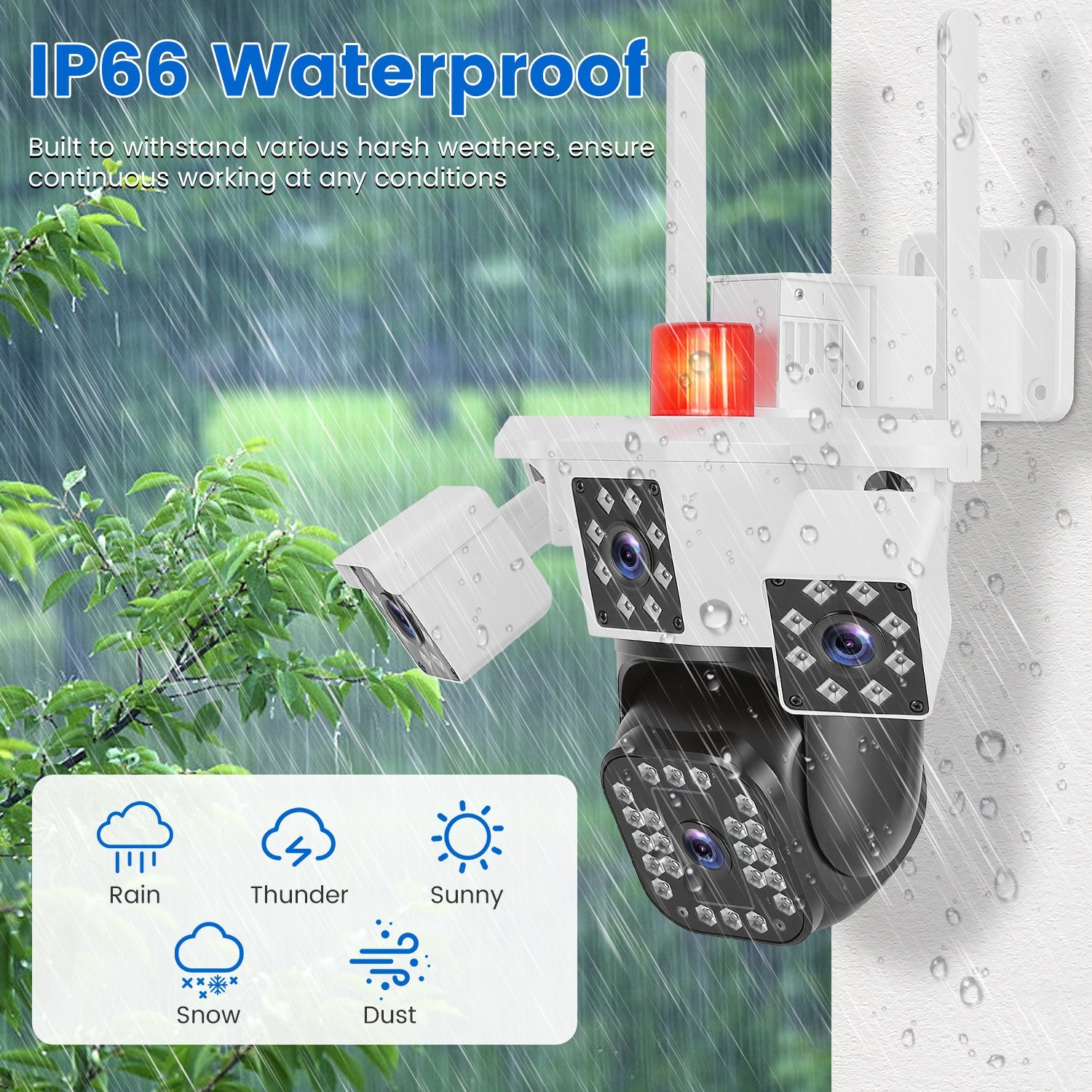 1080P HD 4-Lens Security Camera 360 Degree Night Vision Auto Motion Tracking Audio IP66 Waterproof